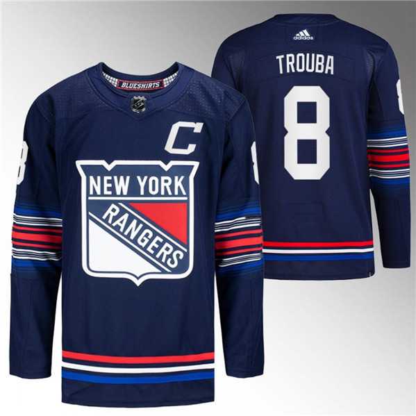 Men's New York Rangers #8 Jacob Trouba Navy Stitched Jersey Dzhi